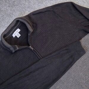 Calvin Klein Men's Large Black Gray Quarter Zip Pullover Sweater Knit Casual